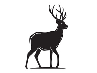Obraz premium Minimalist black deer silhouette with antlers