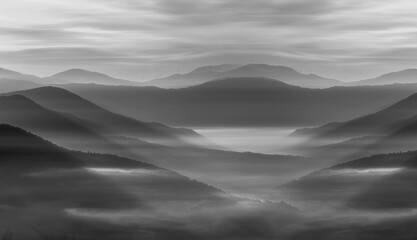 mountain landscape with fog