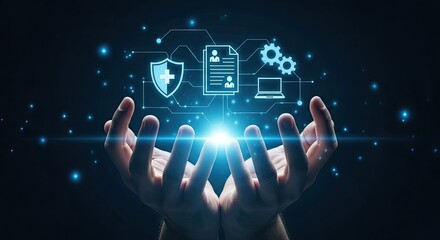 Obraz premium Cybersecurity and technology concepts in a futuristic setting