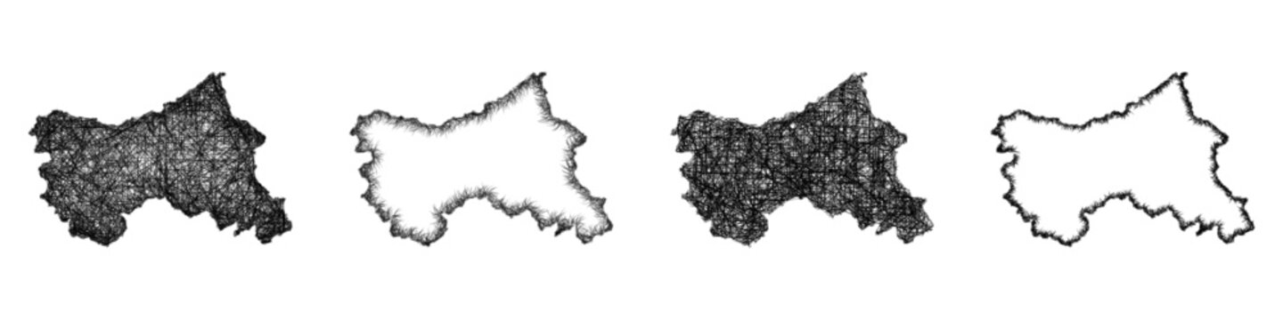Sketch Jammu and Kashmir map design set