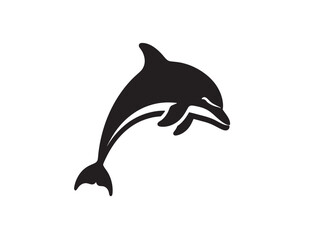 Minimalist black and white dolphin vector illustration © milon