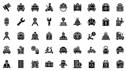 Vector Icons Set: Construction, Transport, City Life, and Services © Rou