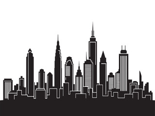 Fototapeta premium Minimalist black and white city skyline silhouette