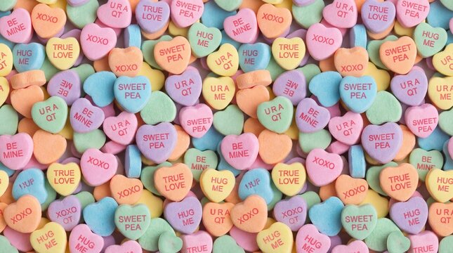 Seamless pattern with sweet heart candy