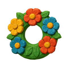 Fototapeta premium PNG Colorful floral wooden wreath illustration.