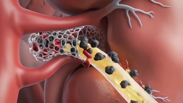 3D medical animation of kidney filtration process showing blood purification and waste removal through nephrons