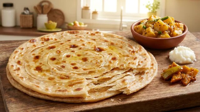 indian paratha multi layered flatbread orbit video