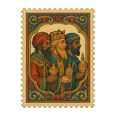 Obraz premium PNG Vintage illustration of three kings.