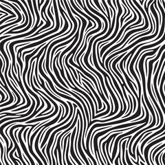 Obraz premium hand drawn abstract wavy line pattern background with organic flowing stripes black and white vector illustration