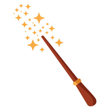 Halloween wizard magic wand vector icon in flat style isolated on white background ideal for fantasy costume halloween magic spell cartoon and decorative themed designs