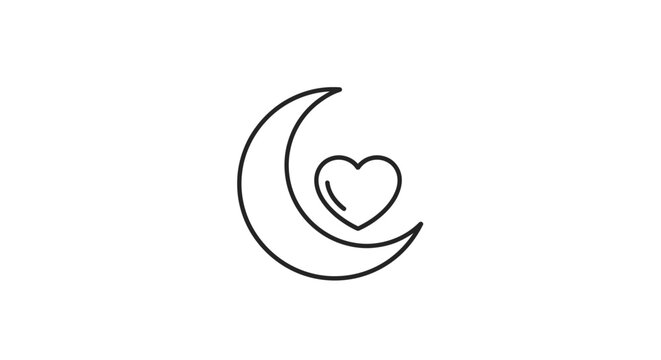 Crescent Moon with Heart Symbol.