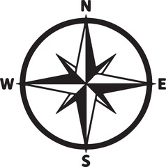 Compass Icon Silhouette Direction Navigation Symbol Black Vector Illustration © Usman AI
