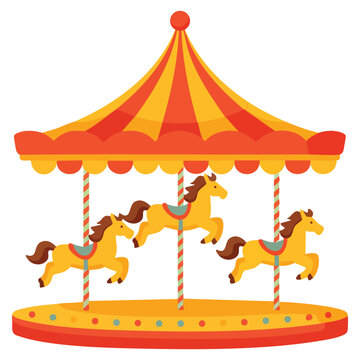 Horse carousel icon flat illustration of horse carousel vector icon for web use isolated on white background ideal for amusement park fair ride children entertainment and interface design