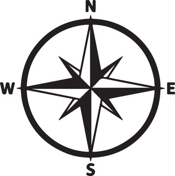 Compass Icon Silhouette Direction Navigation Symbol Black Vector Illustration