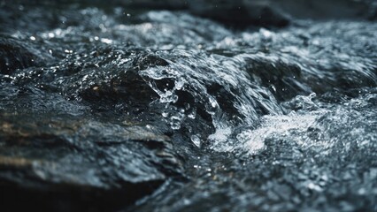 Close up of flowing stream water
