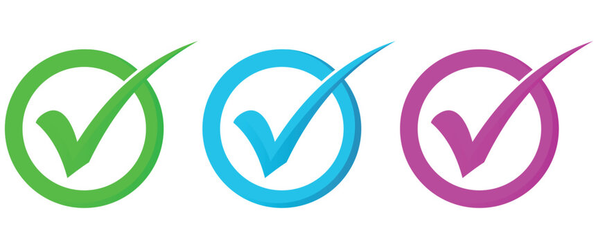 check mark icons signifying approval, selection, and confirmation status indicators