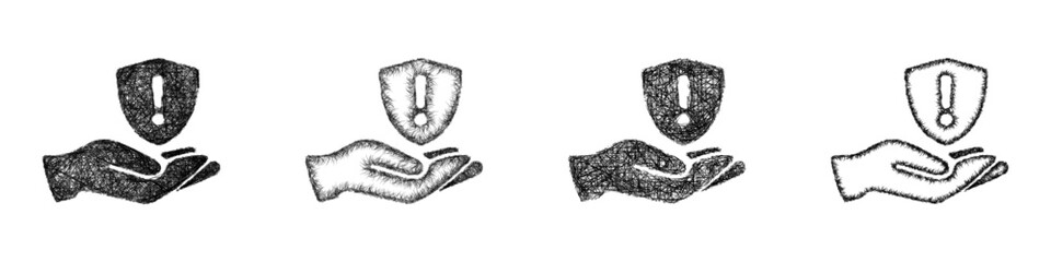 Naklejka premium Sketch risk management icon design set