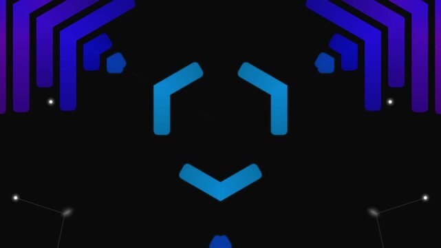 Futuristic digital face with neon blue and purple accents on a black background.