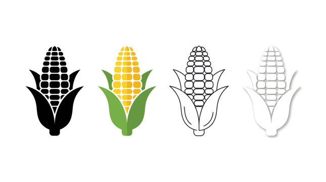 corn icon , different style flat icon set. Line, solid and filled outline colorful icon , vector sign and symbol 