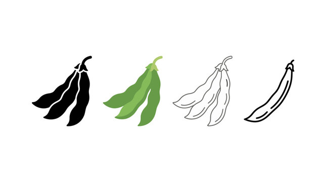 green bean icon , different style flat icon set. Line, solid and filled outline colorful icon , vector sign and symbol 