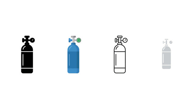 oxygen tank icon , different style flat icon set. Line, solid and filled outline colorful icon , vector sign and symbol 