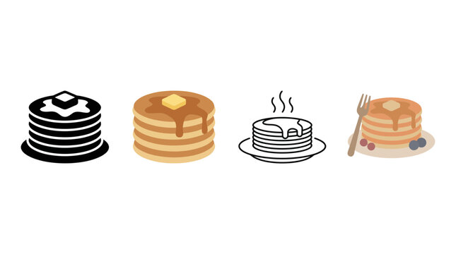 pancake icon , different style flat icon set. Line, solid and filled outline colorful icon , vector sign and symbol 