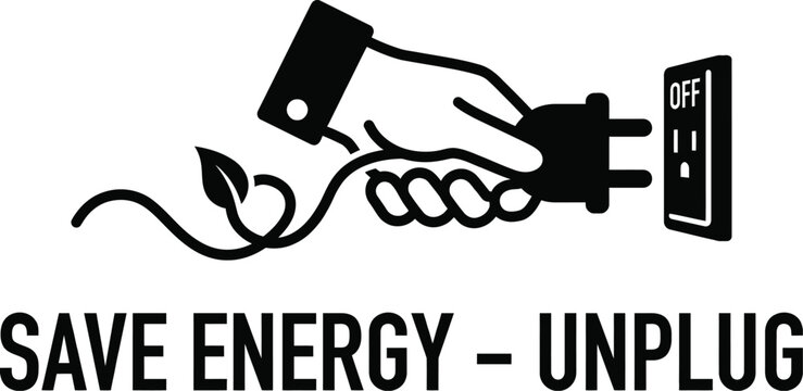 Electric plug being unplugged for energy conservation concept