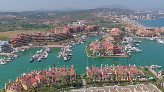 Marina de sotogrande aerial view with luxury apartments