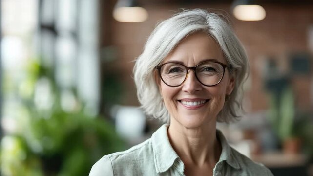Elderly professional with gray hair, smiling for a portrait against a blurred background, likely in an office setting.