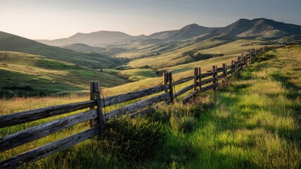 Obraz premium Scenic Landscape with Fence