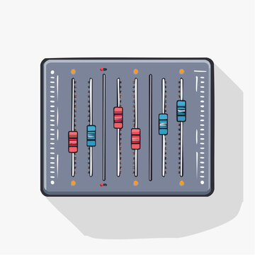Table de mixage audio &ndash; console avec curseurs et r&eacute;glages sonores