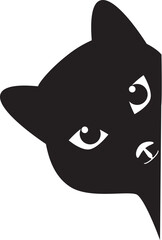 Black Peeking Cat Vector
