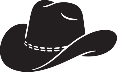 Cowboy Hat Silhouette Western Headwear Icon Black Vector Illustration