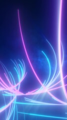 Naklejka premium Vibrant neon waves in pink and blue on a dark futuristic background. Dynamic light movement and glowing energy flow