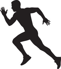 Minimalist Athlete Sprinting Action Pose Silhouettes