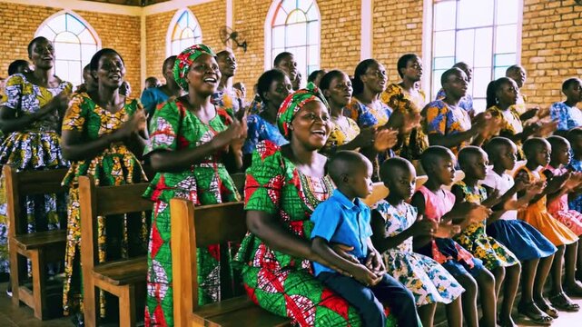 Vibrant Faith: Community Worship in Colorful African Print.