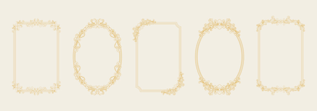 Set of ornate golden baroque frames with floral scrollwork
