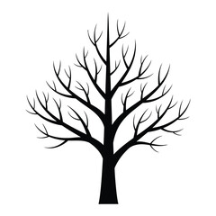 Fototapeta premium Stylized bare tree silhouette, graphic vector illustration, isolated on white background.