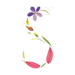 Obraz premium PNG Floral letter S illustration.