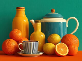 Surreal Still Life Everyday Objects Combined Flowers Drinks Colorful