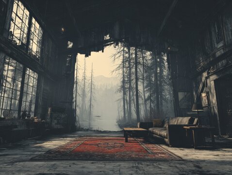 Realistic Scene That Feels Visually Paradoxical Urban Ruins Atmospheric