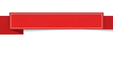 A vibrant, elongated red banner with a white border and shadow effect against a white background