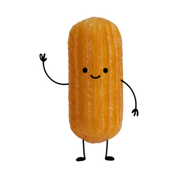 PNG Smiling churro cartoon waving.