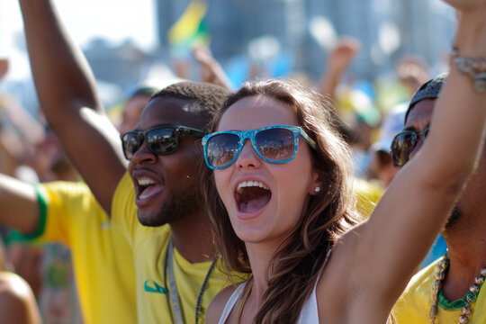 Torcedores Brasileiros Comemorando na Copa do Mundo
