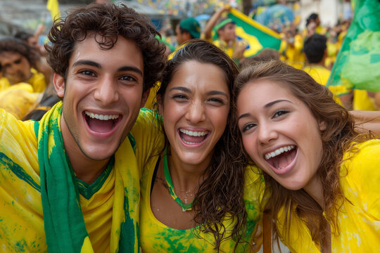 Torcedores Brasileiros Comemorando na Copa do Mundo