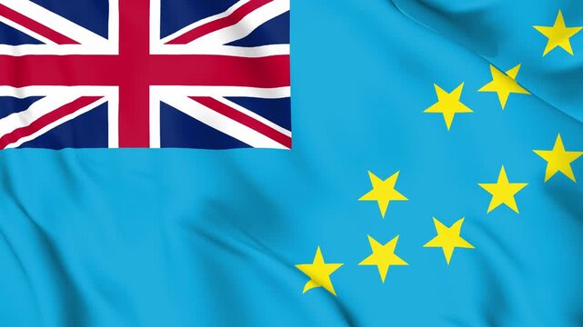 Realistic Tuvalu Flag Waving, 4K Loop, Pacific Climate & News Symbol