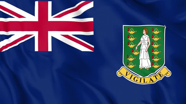Realistic British Virgin Islands Flag Waving, 4K Loop, Caribbean UK