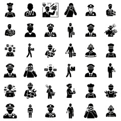 Obraz premium Various profession icons represented in vector graphics for different occupations and services