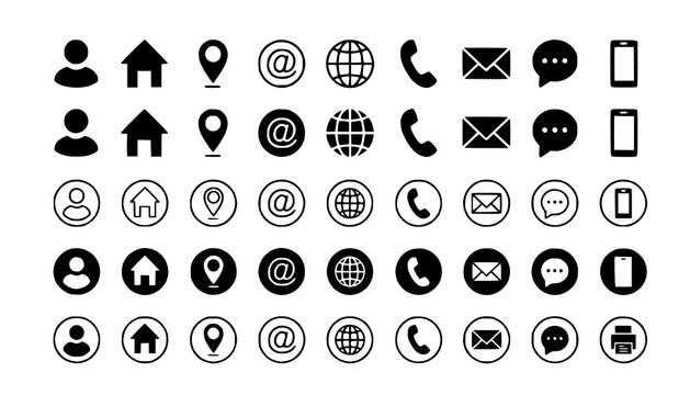Business Card Contact Information Icon Set &ndash; Name, Address, Email, Phone, Website Vector