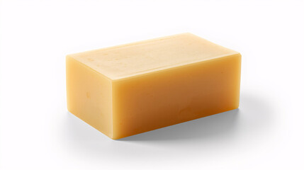 Yellow block of cheese isolated on white background